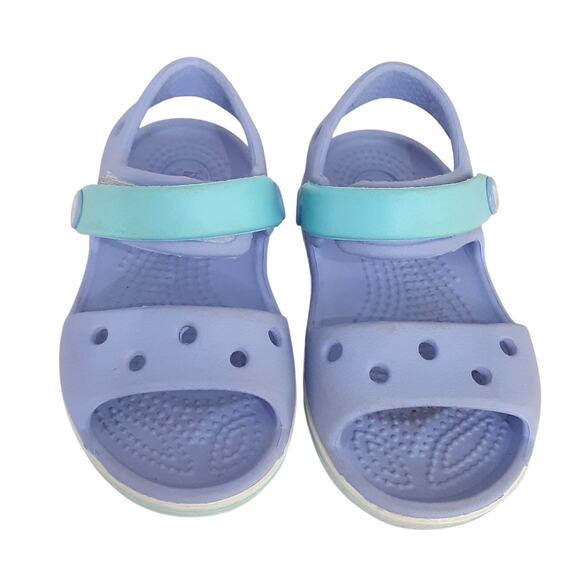 Crocs Bayaband Crocband Sandals Kids 6 Purple Adjustable Hook & Loop Close Girls - Picture 4 of 8